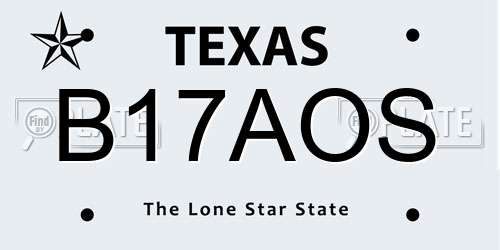 B17AOS Texas License Plate