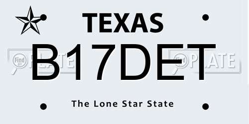 B17DET Texas License Plate