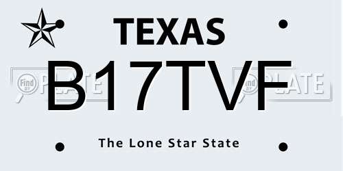 B17TVF Texas License Plate