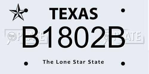 B1802B Texas License Plate