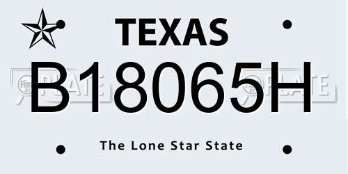 B18065H Texas License Plate