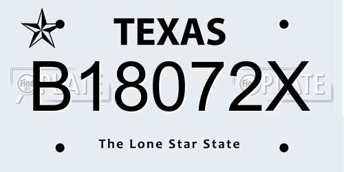 B18072X Texas License Plate