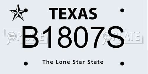 B1807S Texas License Plate