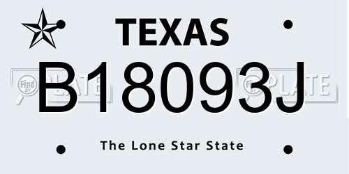 B18093J Texas License Plate