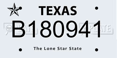 B180941 Texas License Plate