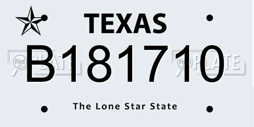B181710 Texas License Plate
