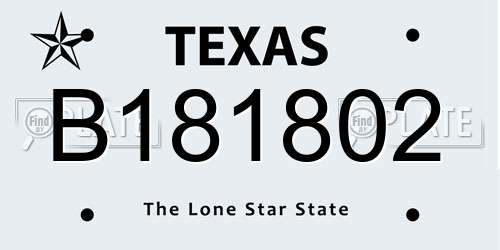 B181802 Texas License Plate