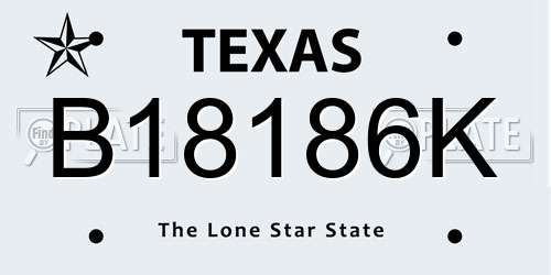 B18186K Texas License Plate