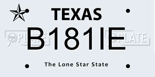 B181IE Texas License Plate