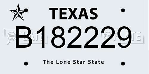 B182229 Texas License Plate