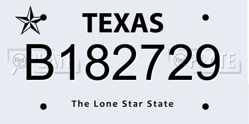 B182729 Texas License Plate