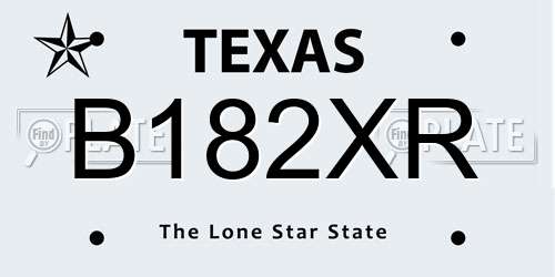 B182XR Texas License Plate