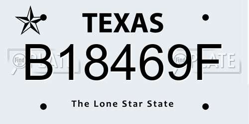 B18469F Texas License Plate