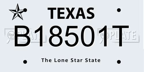 B18501T Texas License Plate