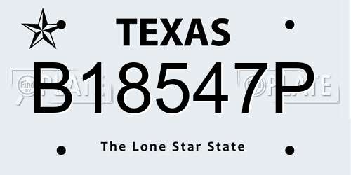 B18547P Texas License Plate