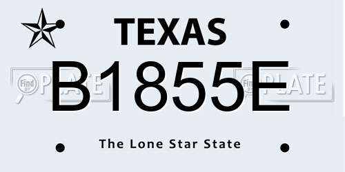 B1855E Texas License Plate