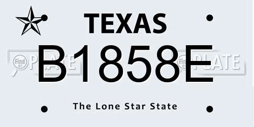 B1858E Texas License Plate