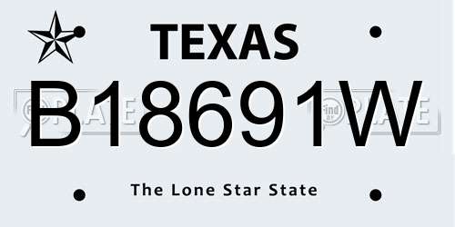 B18691W Texas License Plate