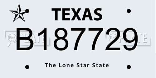 B187729 Texas License Plate