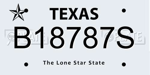 B18787S Texas License Plate