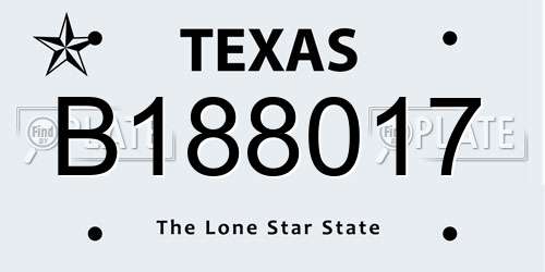 B188017 Texas License Plate