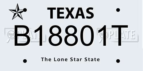 B18801T Texas License Plate