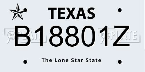 B18801Z Texas License Plate