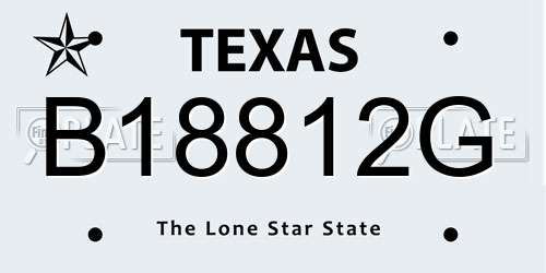 B18812G Texas License Plate