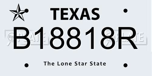 B18818R Texas License Plate