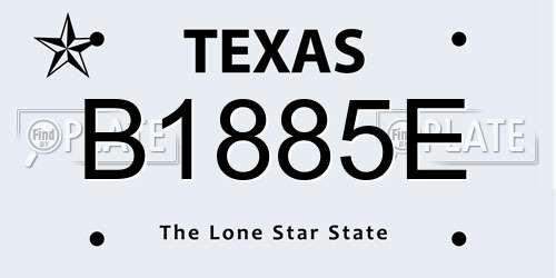 B1885E Texas License Plate