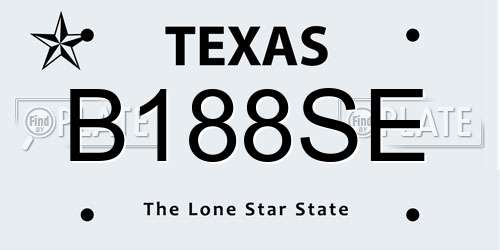 B188SE Texas License Plate