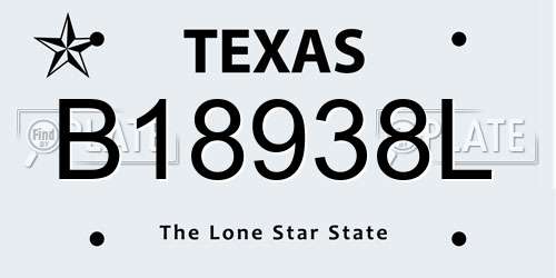 B18938L Texas License Plate