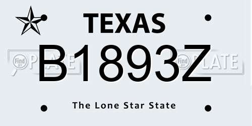 B1893Z Texas License Plate