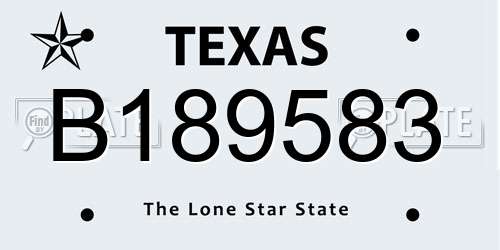 B189583 Texas License Plate