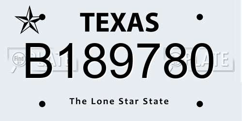 B189780 Texas License Plate