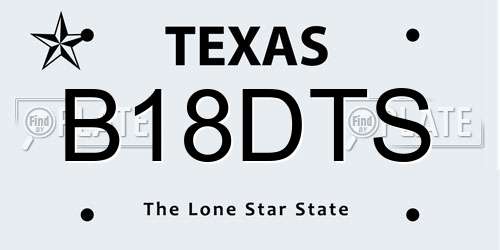 B18DTS Texas License Plate
