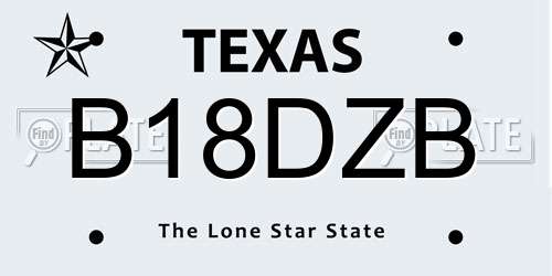 B18DZB Texas License Plate