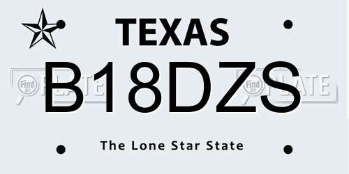B18DZS Texas License Plate