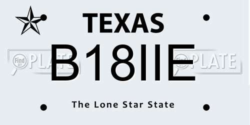 B18IIE Texas License Plate