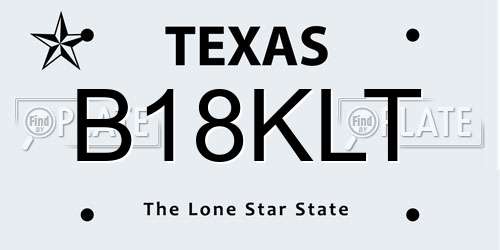 B18KLT Texas License Plate