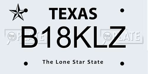B18KLZ Texas License Plate