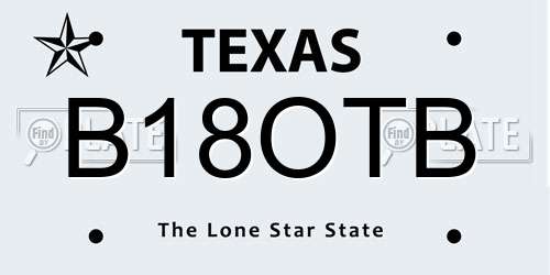 B18OTB Texas License Plate