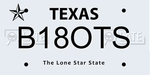 B18OTS Texas License Plate