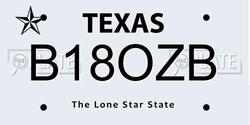 B18OZB Texas License Plate