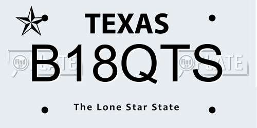 B18QTS Texas License Plate