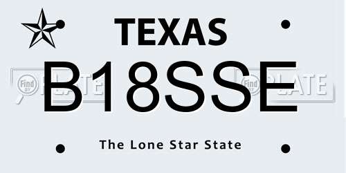 B18SSE Texas License Plate
