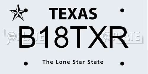 B18TXR Texas License Plate