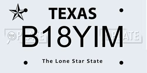 B18YIM Texas License Plate
