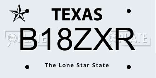 B18ZXR Texas License Plate