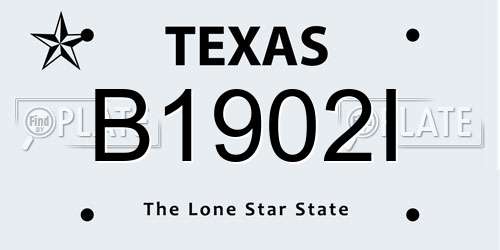 B1902I Texas License Plate